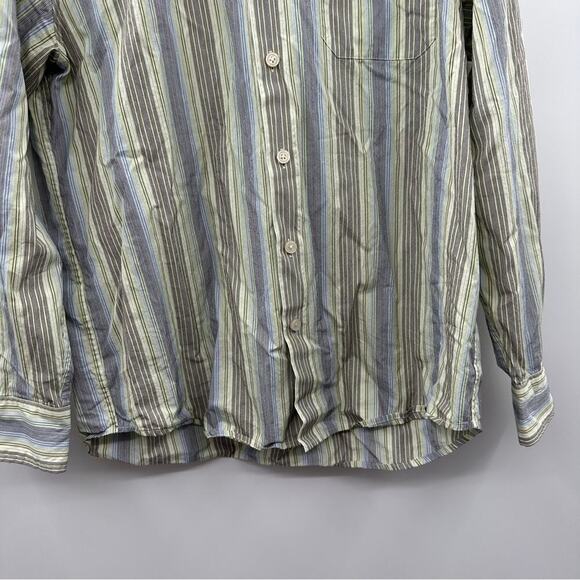Tommy Bahama Yellow & Blue Striped Long Sleeve Button Down Shirt Size M - Picture 3 of 8